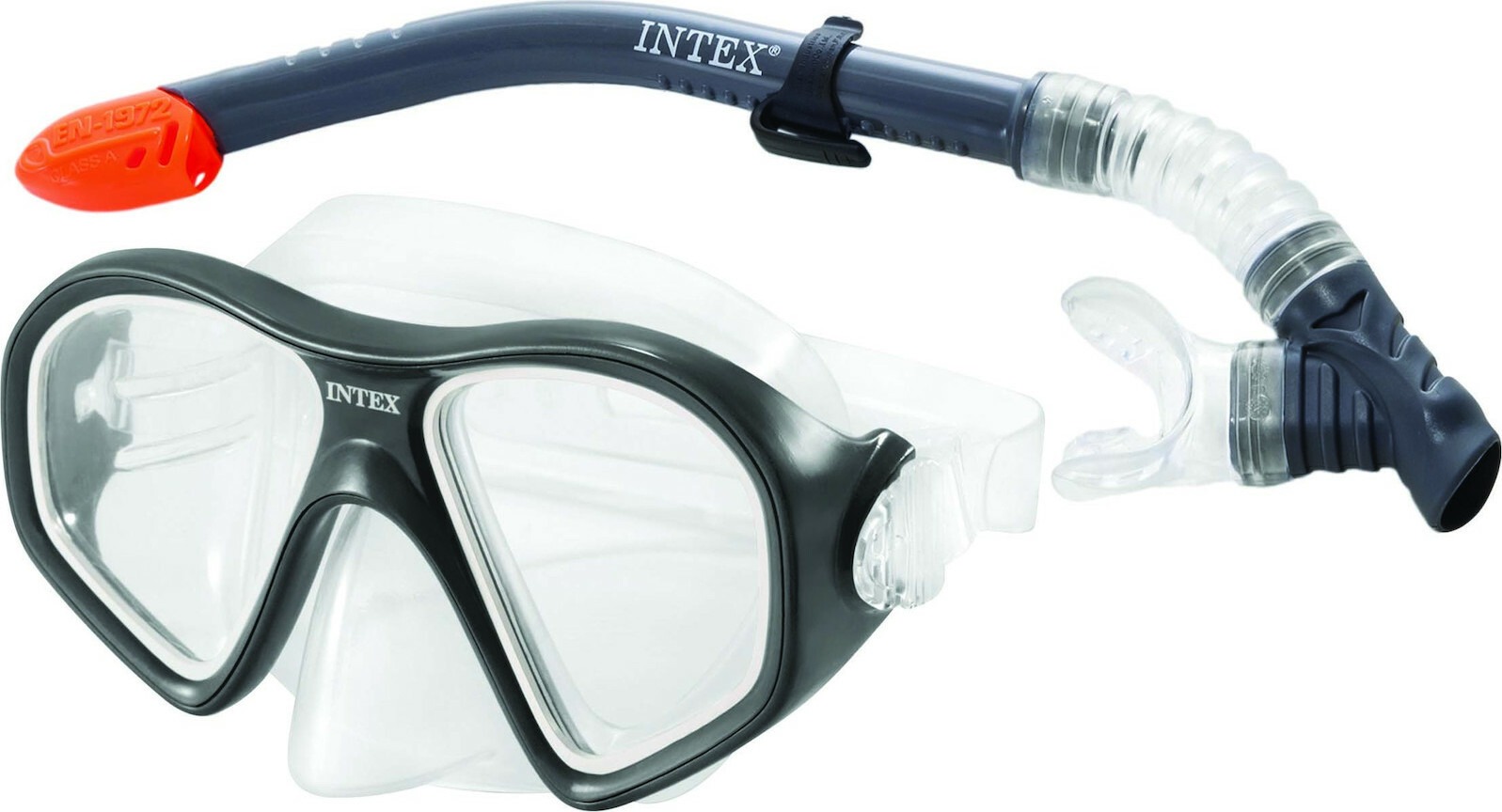 Intex 55648 Reef Rider Μάσκα Θαλάσσης με Αναπνευστήρα Μαύρη Εφηβική